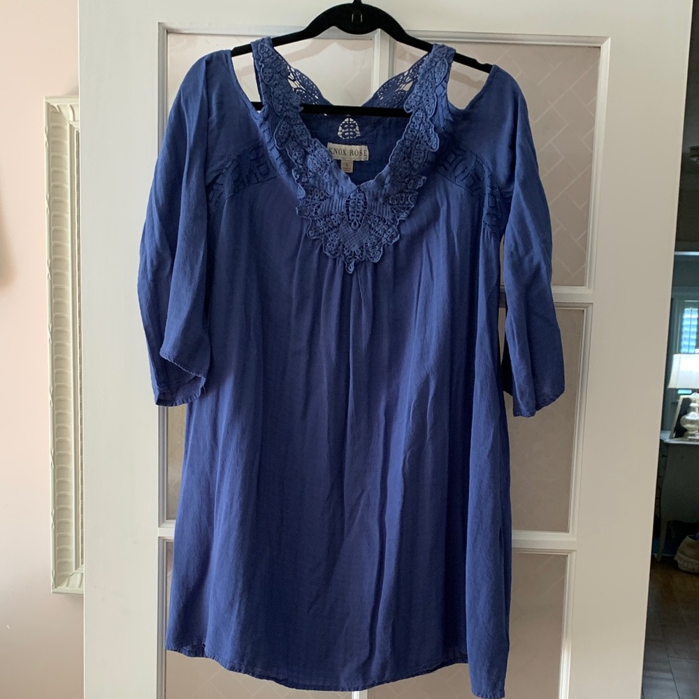 Knox Rose Blue Mini Dress with Lace Detail